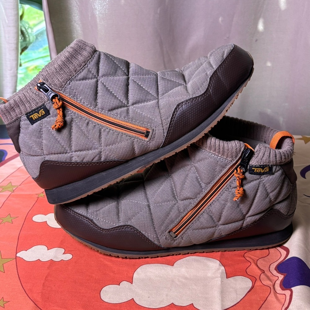 Teva Ember Commute Waterproof Quilted Booties Gray Brown Orange Winter M 9 Fall